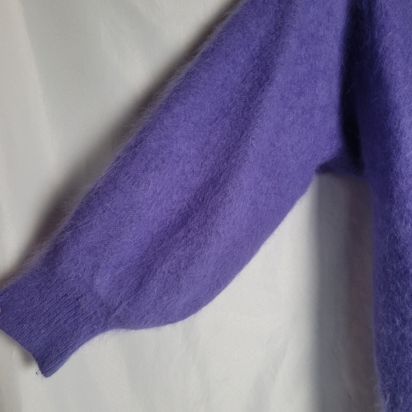 Vintage Venesha Angora Purple Button Up Cardigan Sweater Lined Women's Size M - Picture 2 of 10